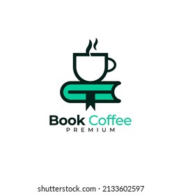 Coffee cup logo design combined with book. You can use it for coffee shop logos with book and library themes
