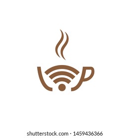 coffee cup logo design combines with the wifi icon