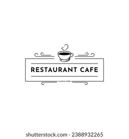 Coffee cup logo design label for restaurant coffee shop vintage retro style