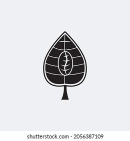 Plantilla De Diseño Del Logo De La Copa De Café Con Un Bean En La Hoja. Etiqueta de la cafetería. Diseño de logotipos, iconos y etiquetas. Vector E Ilustración.