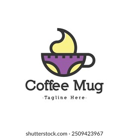 Coffee cup logo design template. Mug logo design in monoline style isolated in white background