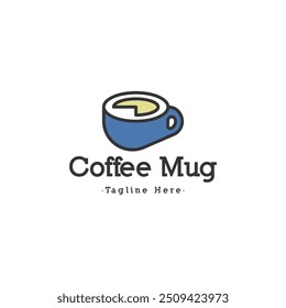 Coffee cup logo design template. Mug logo design in monoline style isolated in white background