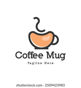 Coffee cup logo design template. Mug logo design in monoline style isolated in white background