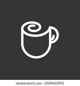 Coffee cup logo design template. Mug logo design in monoline style isolated in white background