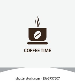 coffee cup logo design vector, hot coffee logo design vector