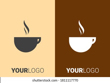 Coffee cup logo design vector template. Negative space style. Cafe emblem icon.