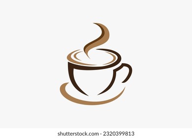 Coffee cup Logo design vector template, Hot drinks Cafe Logotype concept icon.