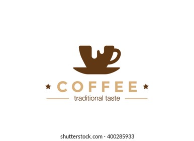 Coffee cup Logo design vector template Negative space style.
Coffee-shop cafe Logotype concept icon.