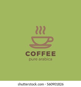 Coffee cup Logo design vector template Linear style.
Hot Drinks Tea Coffee shop Logotype concept icon.