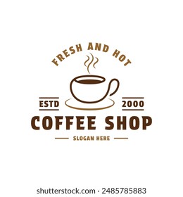 coffee cup logo design vintage retro style