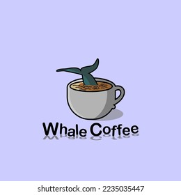 
coffee cup logo design with whaletail