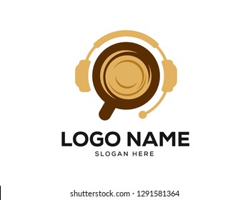 Coffee Cup Logo Designs Concept, Music Logo Designs Template