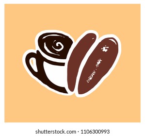 coffee cup logo with a grain heart