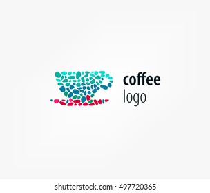 Coffee cup logo. Grains. Tea. A cafe