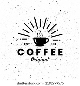 coffee cup logo in grunge background, cafe or restaurant vector logo