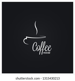 Coffee cup logo. Coffee house sign on black background