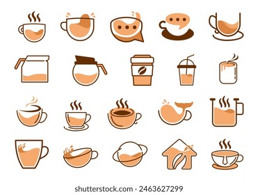 Conjunto de elementos de icono de logotipo de taza de café