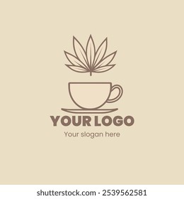 Coffee Cup Logo with Leaf Design