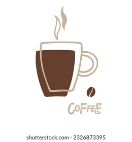 Coffee cup logo. Lettering quote idea for Bar, restaurant, coffee shop, flyer, invitation, sticker. Vector Ink illustration. Hand drawn lettering. Typography poster on white background.