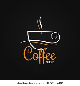 Coffee cup logo on black background