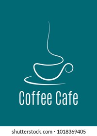 coffee cup logo on blue background