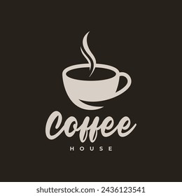 Coffee Cup Logo On Dark Back, Coffee House