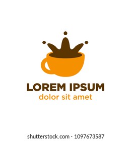 Coffee Cup Logo with royal crown symbol