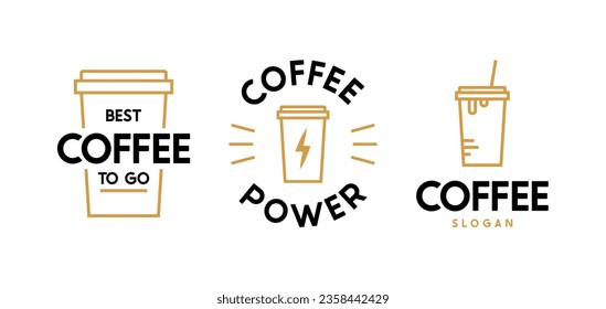 El logo del vaso de café establece un contorno lineal. Ilustración vectorial.