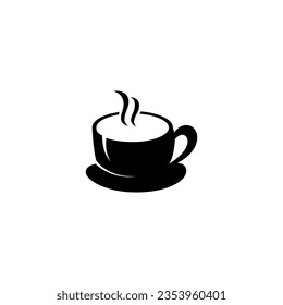 coffee cup logo in silhouette flat design