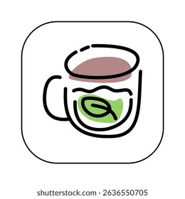 Coffee cup logo with smoke, simple line cup logo and icon, suitable for coffee or hot drink cafe logo or icon