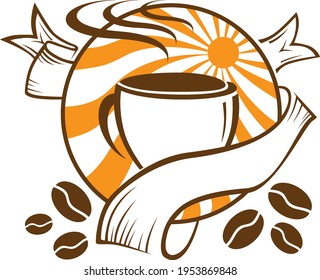 Coffee cup logo in the sun