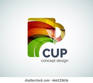 Plantilla para el logotipo de la copa de café, icono abstracto elegante y brillante de negocios