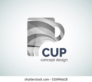 Coffee cup logo template, abstract elegant glossy business icon