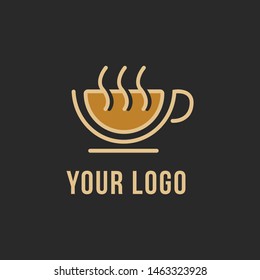 coffee cup logo template combined with bakery monoline minimalist style