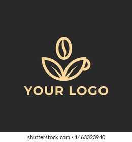 coffee cup logo template combined with leaf shape