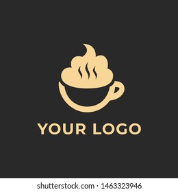 coffee cup logo template combined with cloud smoke