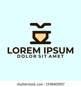 Coffee cup logo template with modern apps line art icon simplicity illustration in flat design pictogram symbol