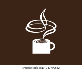 Coffee cup logo template. Silhouette creative symbol. Universal icon. Coffee shop sign. Design template for labels, badges, banners, posters, menu, identity and branding elements. Vector illustration.