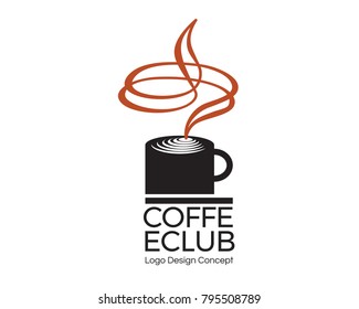 Coffee cup logo template. Silhouette creative symbol. Universal icon. Coffee shop sign. Design template for labels, badges, banners, posters, menu, identity and branding elements. Vector illustration.