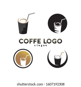 Coffee cup Logo Template vector icon design and coffe black