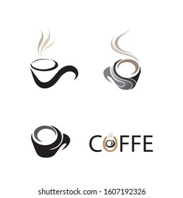 Coffee cup Logo Template vector icon design and coffe black