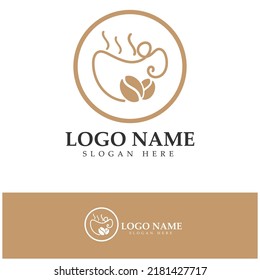 Diseño de la ilustración del icono de la plantilla del logotipo de la taza de café