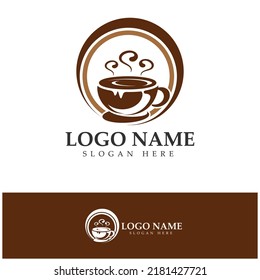 Diseño de la ilustración del icono de la plantilla del logotipo de la taza de café