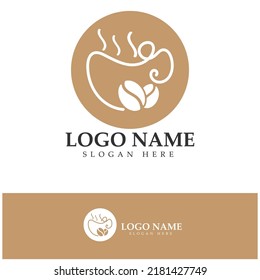 Diseño de la ilustración del icono de la plantilla del logotipo de la taza de café