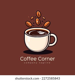 Coffee cup logo template. Vector illustration of a cup of coffee. coffee shop cafe brand