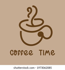 Coffee cup logo in coffee time isolated on brown background , Vector illustration EPS 10