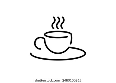 Coffee cup logo vector design concept in line art style. Simple and flat design that is easy to apply in any media.