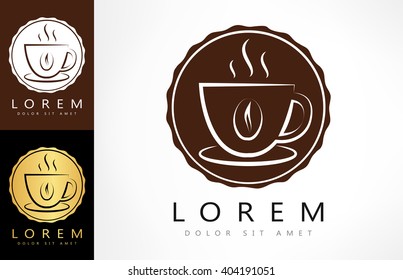 Coffee Cup logo vector. Dishes for hot drinks.