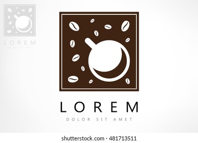 Coffee Cup logo vector. Dishes for hot drinks.