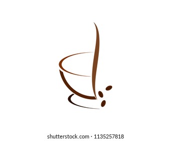 Coffee cup Logo  vector icon design on a white background.Used in printing and web.